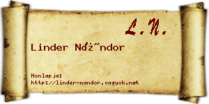 Linder Nándor névjegykártya